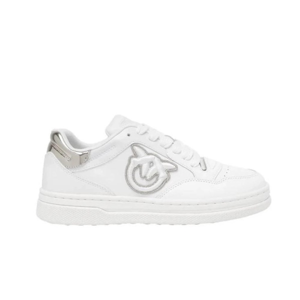 White Leather Sneakers with Love Birds Logo