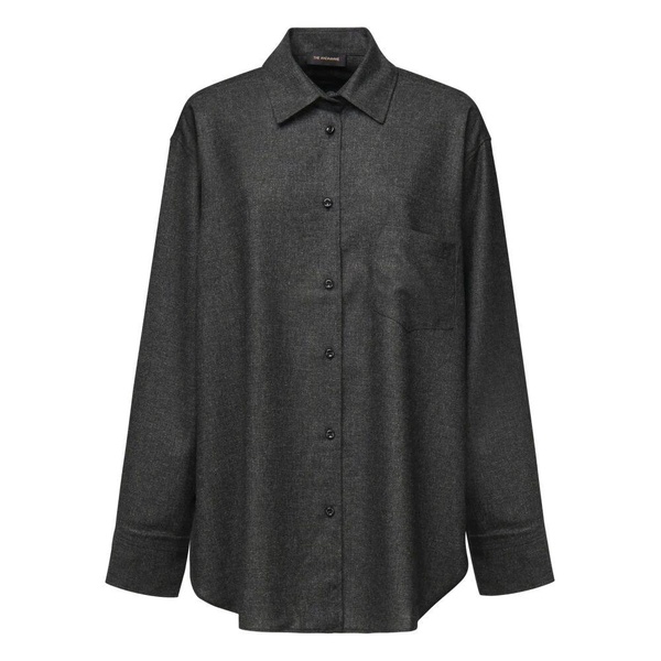 Grey Oversized Mélange Fabric Shirt