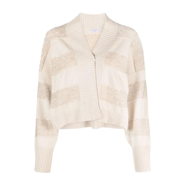 Striped Sequin-Embellished Cardigan