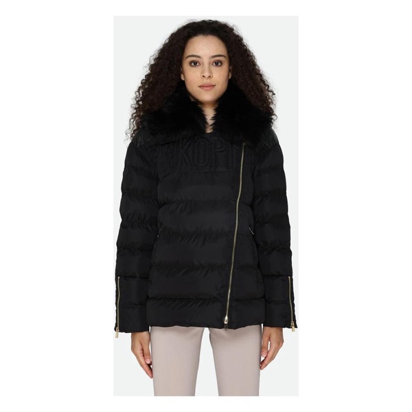 Black Puffer Jacket with Fur Collar
