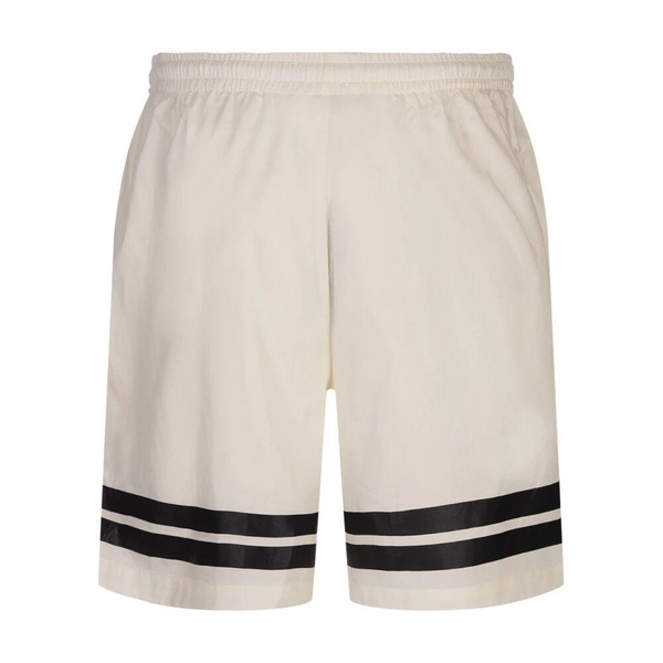 White Bermuda Shorts with Bottom Bands