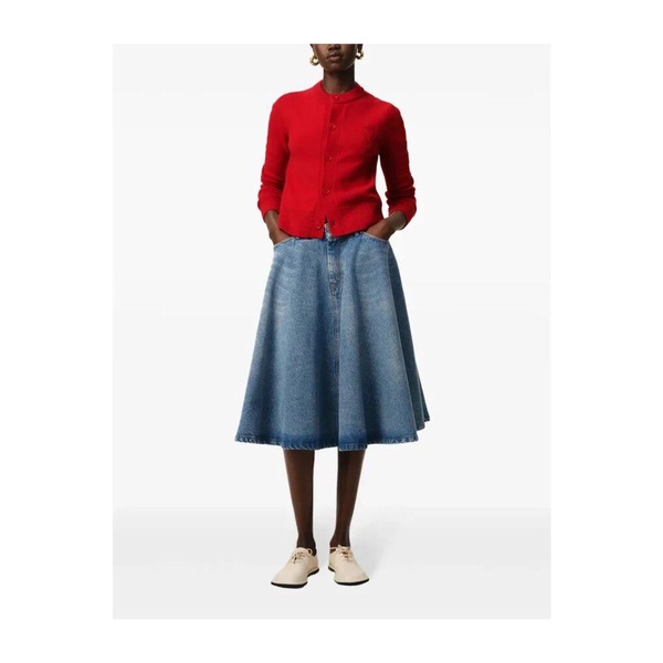 Flared Skirt Blue Cotton Composition