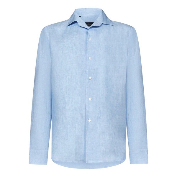 Clear Blue Linen Shirt Capri Collar