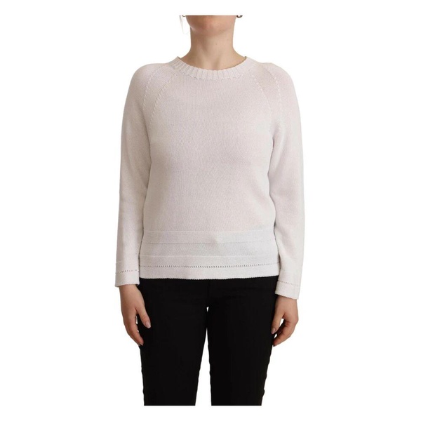 Elegant White Cotton Pullover Sweater