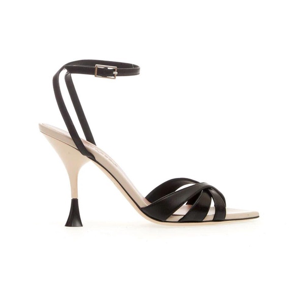 Beige and Black 100mm Heeled Sandal