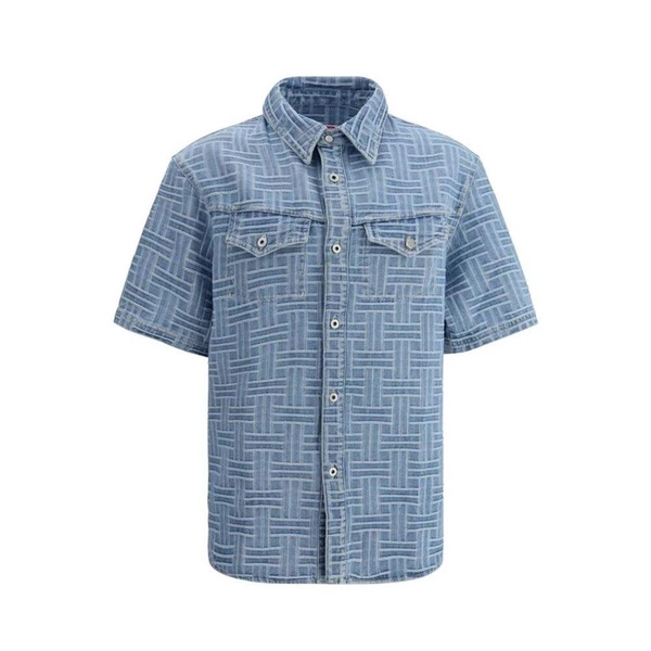 Geometric Pattern Denim Shirt