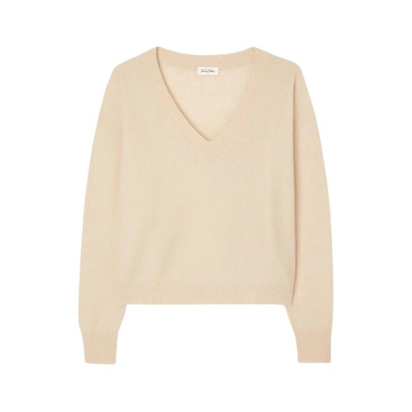 Vintage V-Neck Long Sleeve Wool Blend Jersey