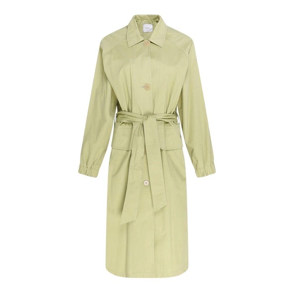 Green Trench Coat with Removable Belt