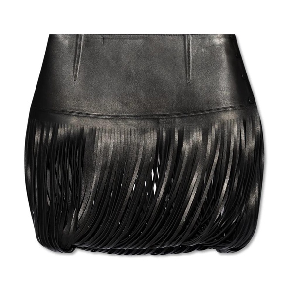 Leather skirt with fringes