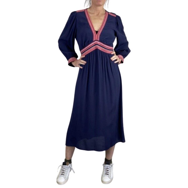 Long Sleeve Dress with Red Detail