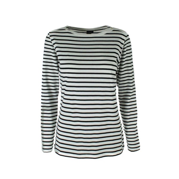Striped Blouse with Boat Neckline
