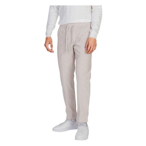 Beige Polyester Lace-Up Trousers