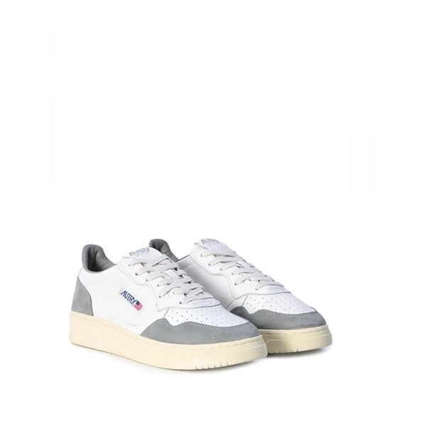 White Sneakers with Brown Suede Accents