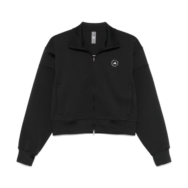 Black Zip Sweater with Logo Print