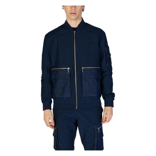 Blue Zip-Up Jacket Spring/Summer Plain