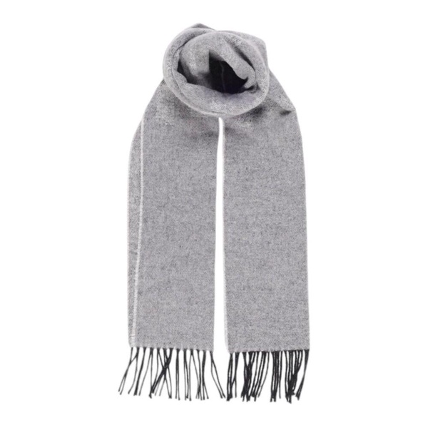 Grey Patterned Wool Scarf