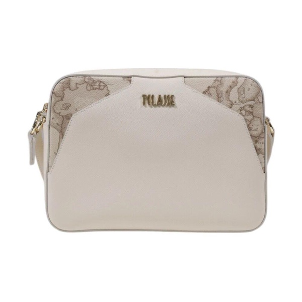 Beige Printed Shoulder Bag with Zip