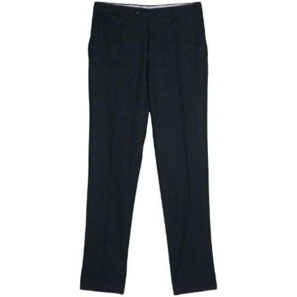 Navy Wool Blend Straight Cut Pants