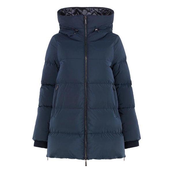 Hooded Down Jacket with Ribbed Cuffs