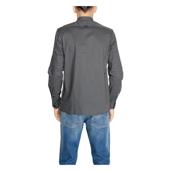 Geometric Grey Cotton Shirt for Men