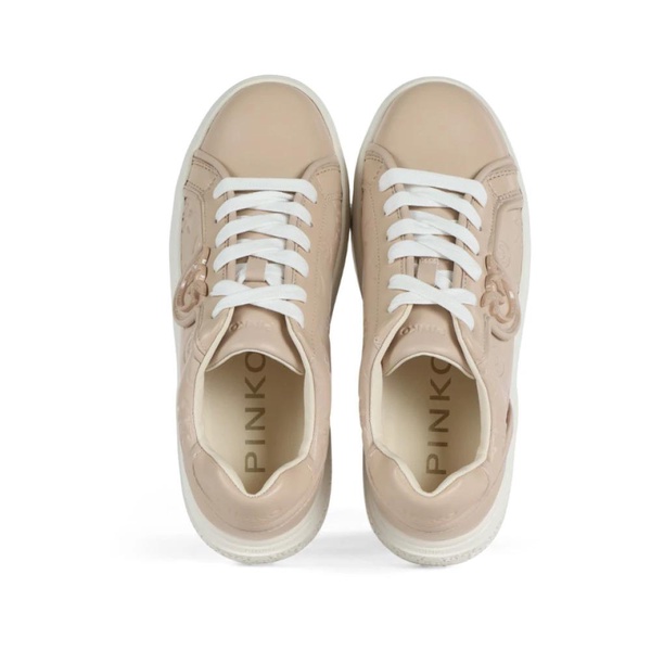 Embossed Leather Sneakers with Love Birds