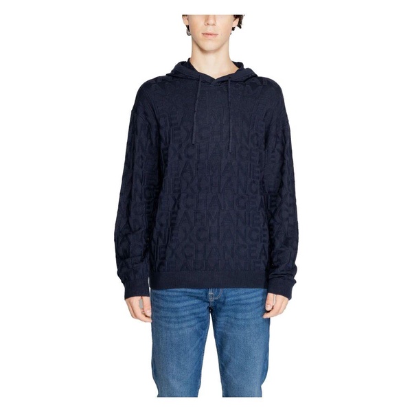 Blue Hooded Knitwear Men Fall/Winter