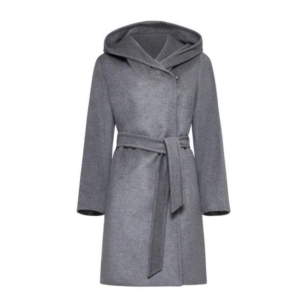 Grey Wool Wrap Coat with Hood