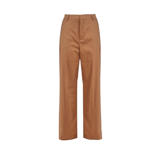 Caramel Cotton Trousers, Wide Leg