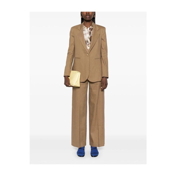 Brown Button-Up Jacket with Notched Lapels