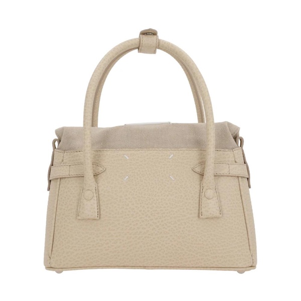 Light Beige Hammered Leather Handbag