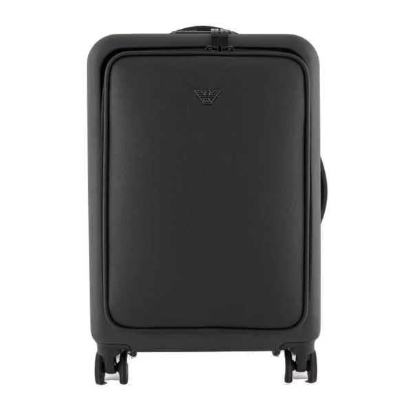 Black Unisex Trolley with Saffiano Detail