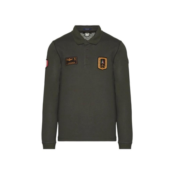 Long Sleeve Polo with Italian Air Force Patches