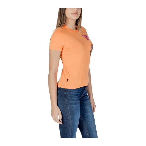 Orange Print Round Neck T-shirt