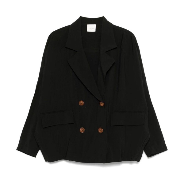 Black Button-Up Jacket with Flap Pockets