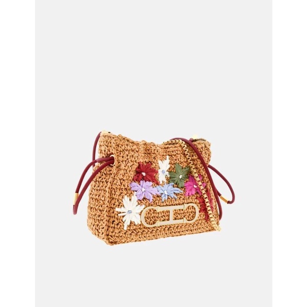 Floral Soft Bucket Bag with Initials Insignia