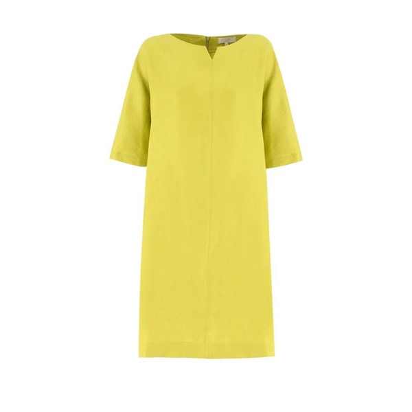 Linen Midi Dress with Boat Neckline