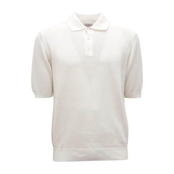 Perforated Polo Neck Pullover White