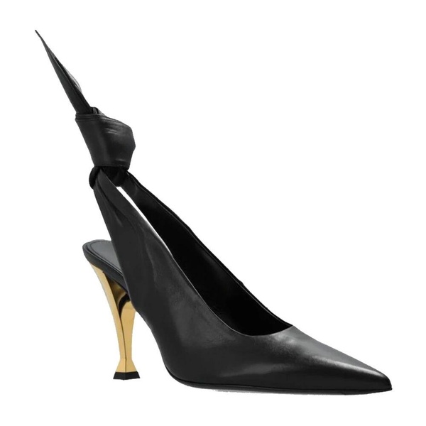 Black Slingback Pumps Elegant Bow Detail
