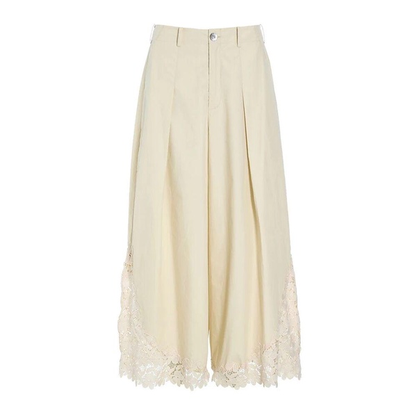 Elegant Paper Poplin Ivory Trousers