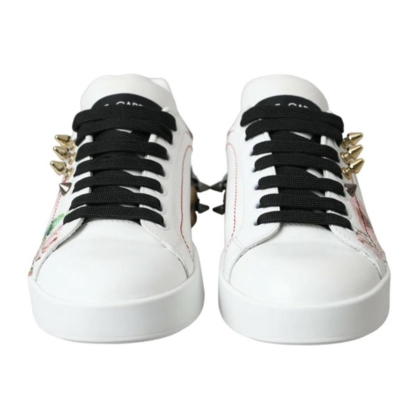 Crystal Embellished Floral Leather Sneakers