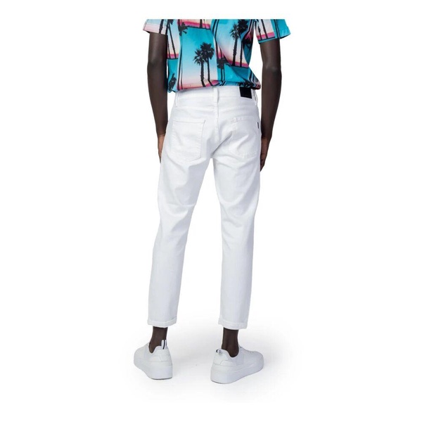 White Zip/Button Fastening Plain Jeans