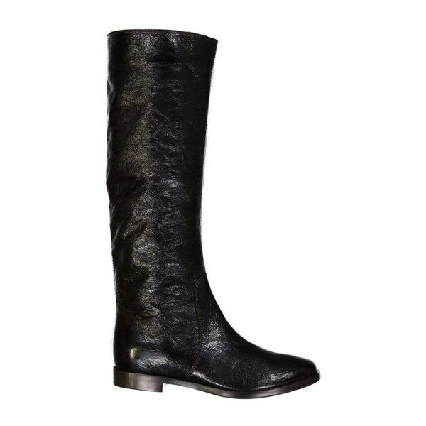Black Leather Ankle Boots for Women