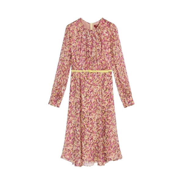 Floral Print Silk Chiffon Midi Dress
