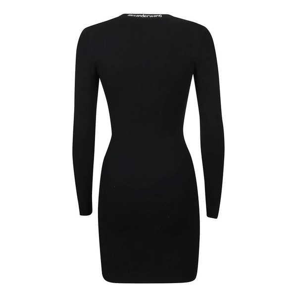 LOGO JACQUARD TRIM BODYCON SCOOP NECK DRESS