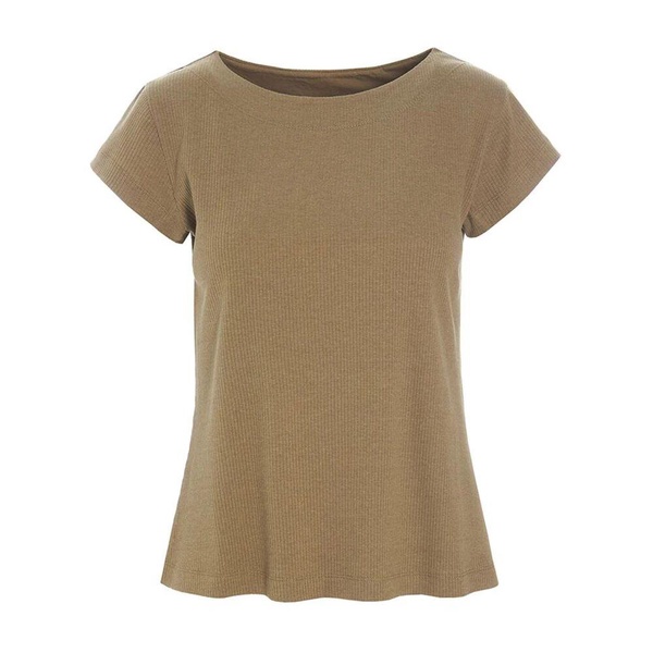 Rib Knit T-shirt Nutmeg Beige