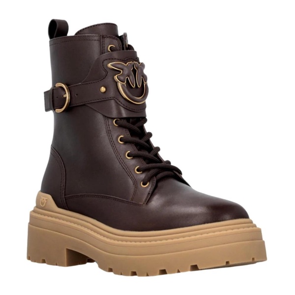 Leather Ankle Boots with Logo Strap