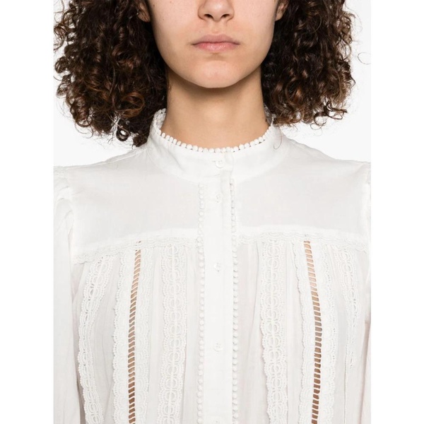 White Button-Up Band Collar Shirt