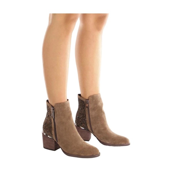 Brown Casual Suede Heeled Boots