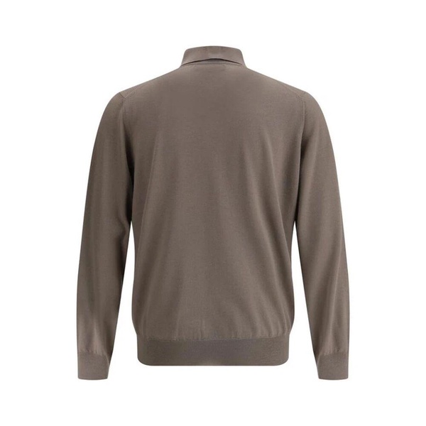 Ribbed Collar Wool Polo Shirt