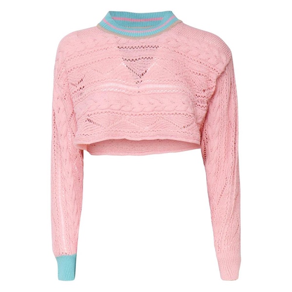 Crochet Effect Pink Sweater Made in Italy